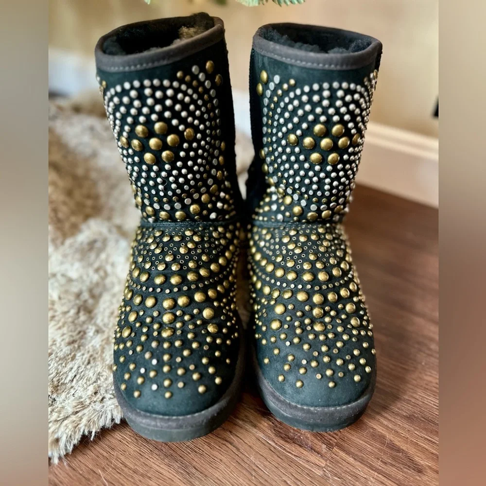 UGG X Jimmy Choo Vintage Studded Mandah Limited Edition Boots !RARE! Size 8 - Picture 5 of 16